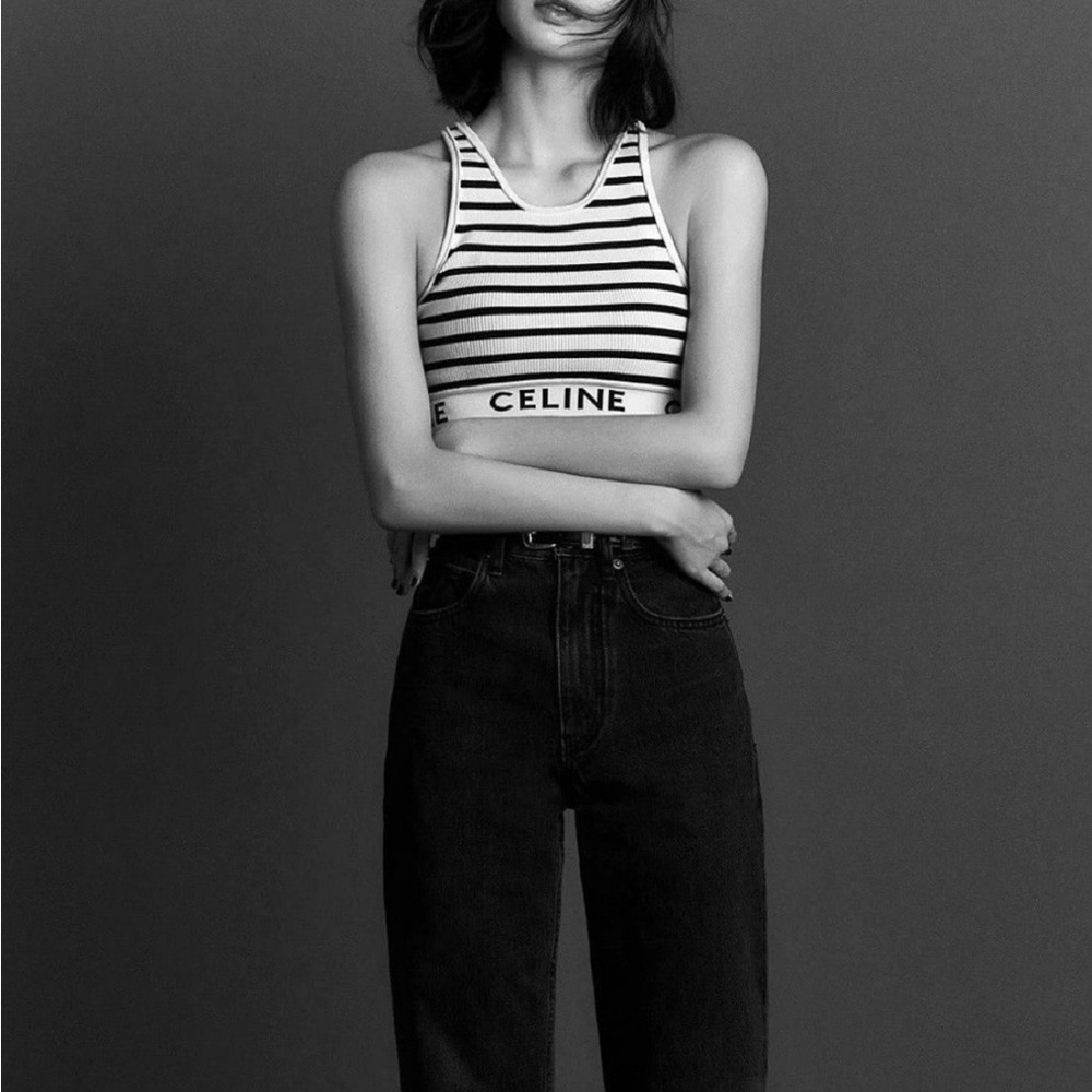 Celine Striped Black and White Crop Top